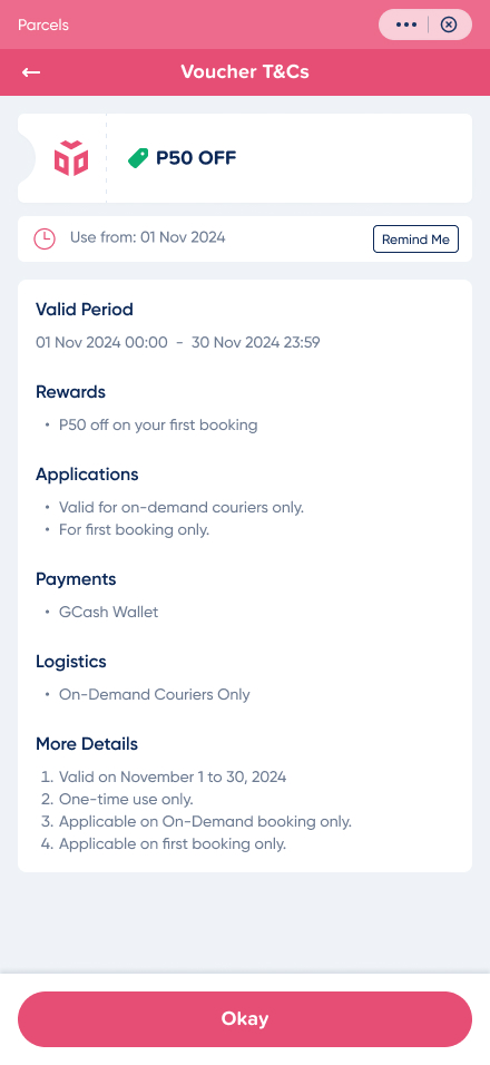 Voucher center — available vouchers